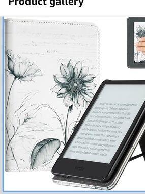 Cobak Kindle Paperwhite Case 6” Sketch Sunflower White Black